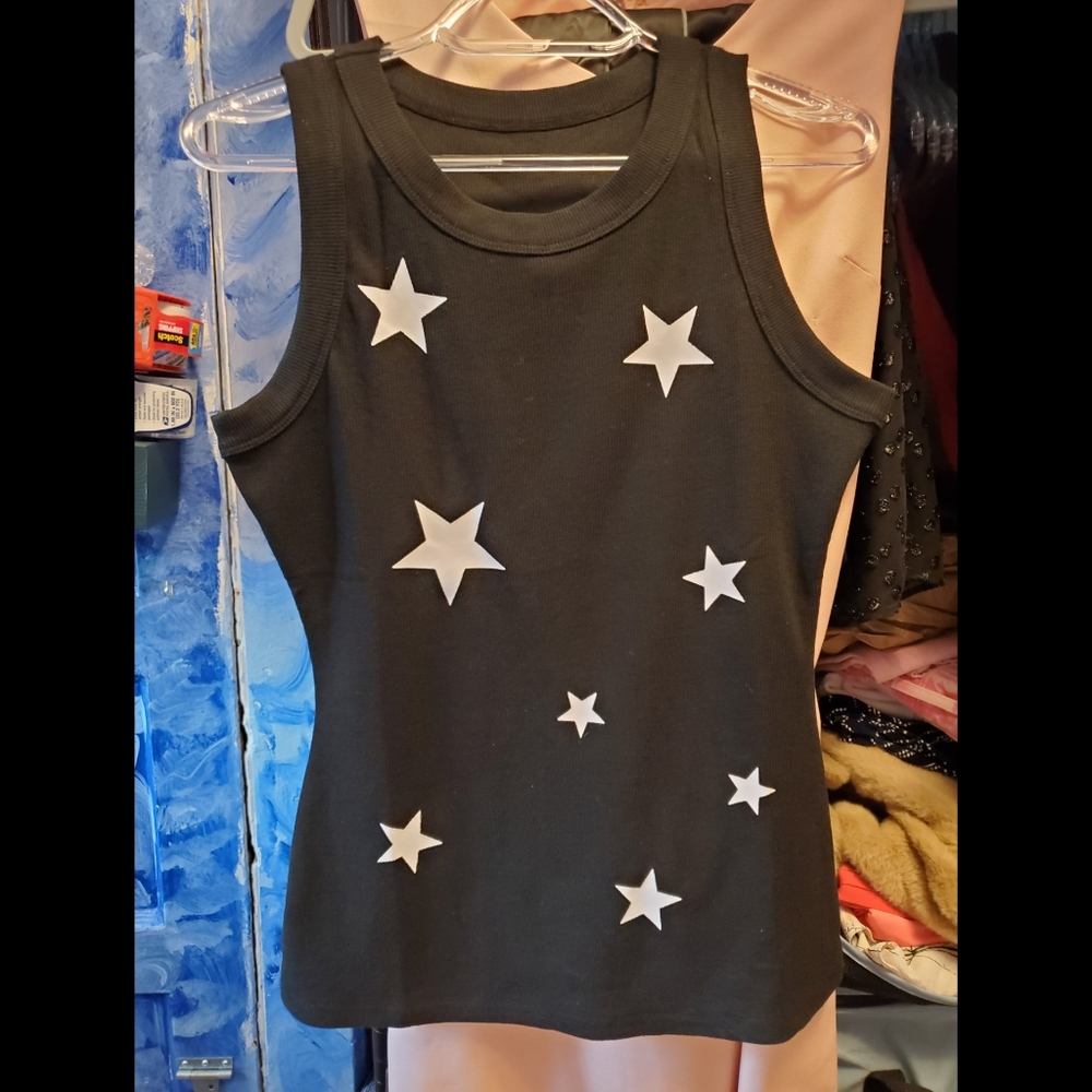 Black Tank-Top with White Stars